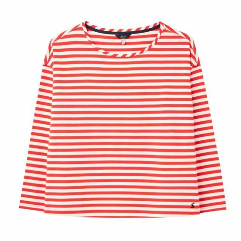 Joules Ladies Marina Dropped Shoulder Cream Red Stripe Jersey Top-2